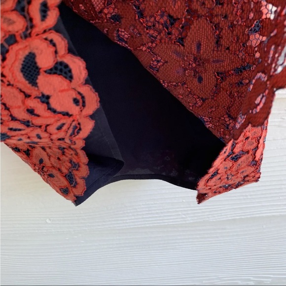 Shoshanna Lace Midi Sheath Dress in Red size 8 Lined V Neck - Picture 5 of 12